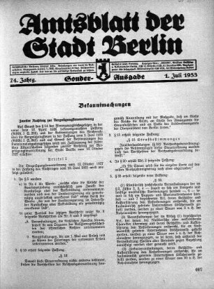 Sonder-Ausgabe, 1. Juli 1933