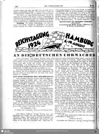 An die deutschen Uhrmacher