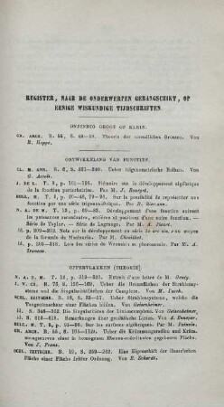 Register. naar de onderwerpen gerangschikt, op eenige wiskundige tijdschriften.