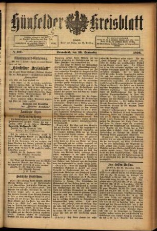 Ausgabe vom Samstag, den 26. September 1896.