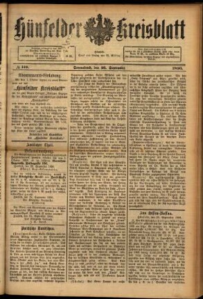 Ausgabe vom Samstag, den 26. September 1896.
