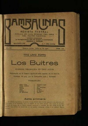 Los buitres : comedia dramática en tres actos