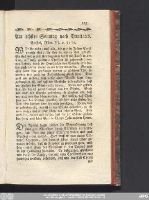 Am sechsten Sonntag nach Trinitatis. Epistel, Röm. VI. v. 3 - 11.