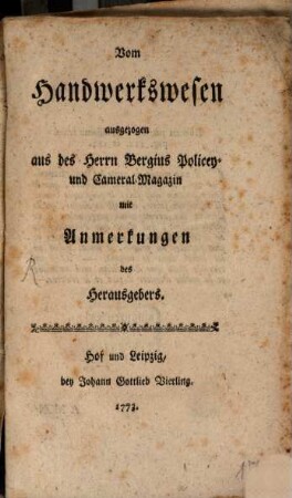 Vom Handwerks-Wesen