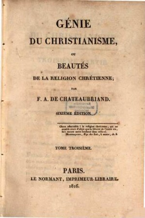 Génie du christianisme, ou beautés de la religion chrétienne, 3
