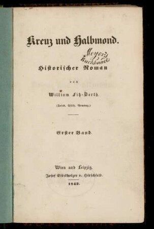 Erster Band: Kreuz und Halbmond. Erster Band