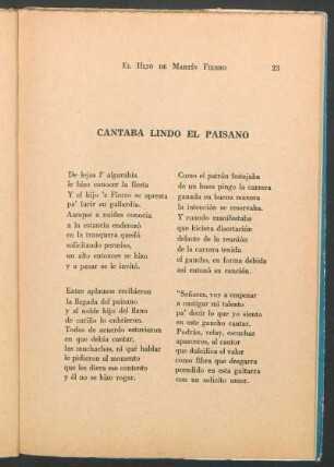 Cantará lindo el paisano