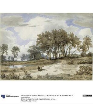 Italienische Landschaft, vorn zwei Mönche
