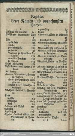 Register derer Namen und vornehmsten Sachen