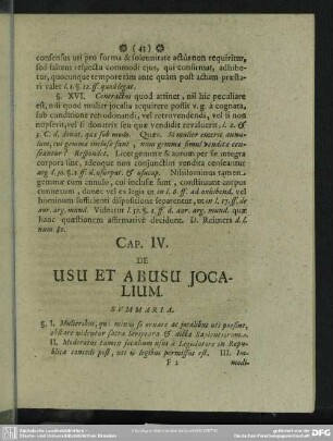 Cap. IV. Usu Et Abusu Jocalium