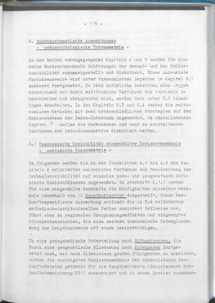 6.1 Taxonomische Variabilität ausgewählter Horizontmerkmale - univariate Taxonometrie -