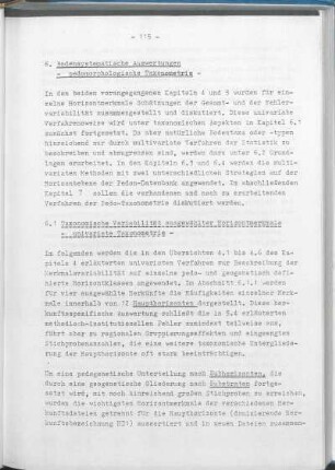 6.1 Taxonomische Variabilität ausgewählter Horizontmerkmale - univariate Taxonometrie -
