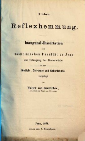 Ueber Reflexhemmung : Inaugural-Dissertation