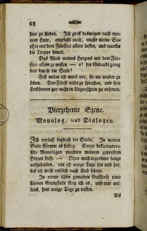Vierzehnte Szene. Monolog, und Dialogen.