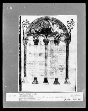 Evangeliar aus Saint-Médard in Soisson — Evangeliar aus Saint-Médard in Soisson, Folio 12 rectoKanontafel