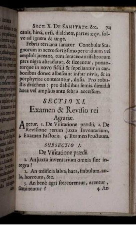 Subsectio I. De Visitatione praedii