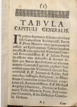 Tabval Capituli Generalis.
