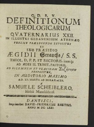 Definitionum Theologicarum Quaternarius XXII.