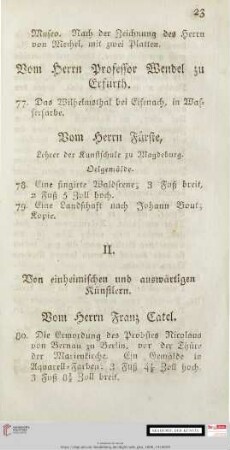 II. Von einheimischen und auswärtigen Künstlern