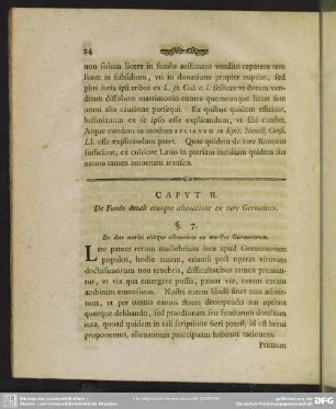 Caput II. De Fundo dotali eiusque alienatione ex iure Germanico