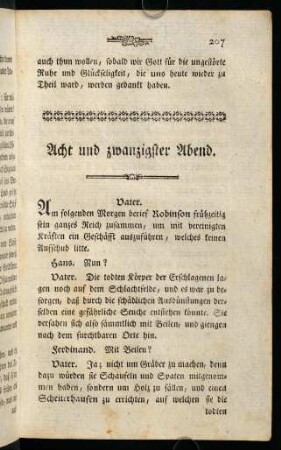 207-220, Acht und zwanzigster Abend.