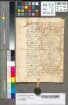 Christoph (Christoffer) von Plettenberg (-beregh) zu Lenhausen (Lenhusen)(3 km nordwestlich von Schönholthausen) überläßt Johann von Schnellenberg (Snellen-), Sohn des + Johann von Schnellenberg zu Schönholthausen (Schonholthusen) seinen Eigenhörigen (gottsleben) Antonius (Thonis) Fronen, der mit Anna, Tochter des + Godert (Gortherdenn)(Godert Hierde in Rönkhausen wird 1565 erwähnt (Die Schatzungsregister des 16. Jahrhunderts für das Herzogtum Westfalen I, S. 229)) zu Rönkhausen (Roinckhusen)(5 km nrodwestlich von Schönholthausen), verheiratet ist. Der Verkäufer sichert Währschaft zu. Siegelankündigung: Christop von Plettenberg. (am sunthag vor seindt Merten des hilligen bisschoffs).
