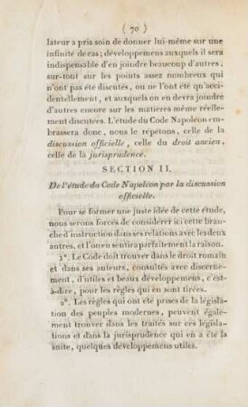 Section II. De l'étude du Code Napoléon par la discussion officielle