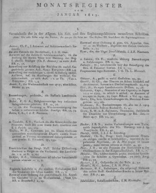 Monatsregister vom Januar 1819