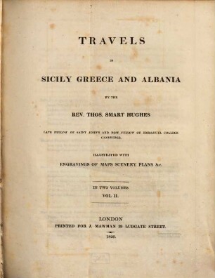 Travels in Sicily, Greece and Albania, 2 (1820)