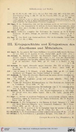 III. Kriegsgeschichte und Kriegswesen des Alterthums und Mittelalters (Nr.303-388a)