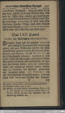 Das LXII. Capitel. Censur der schädlichen Mercurial-Cur
