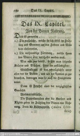 Das IX. Capitel. Von der Bienen Nahrung
