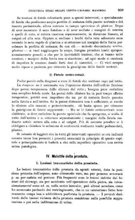 IV. Malattie della prostata. - VI. Malattie del testicolo e dei suoi involucri.