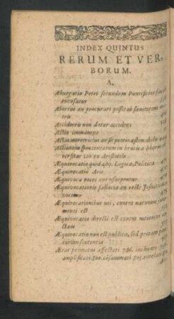 Index Quintus Rerum Et Verborum.
