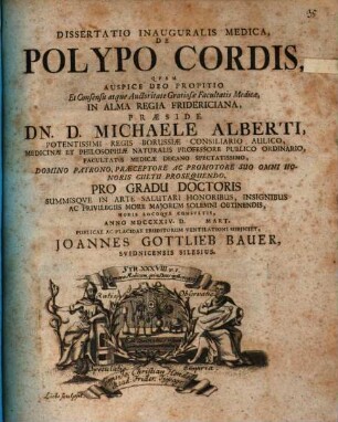 Diss. inaug. med. de polypo cordis