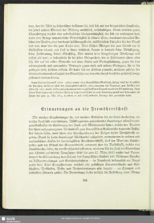Erinnerungen an die Fremdherrschaft