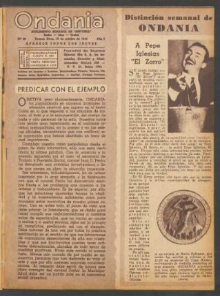 Distinción semanal de Ondania a Pepe Iglesias "El Zorro"
