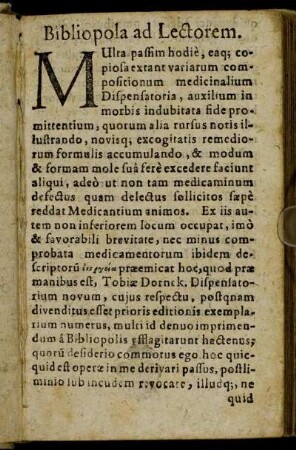 Bibliopola ad Lectorem.