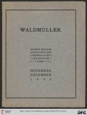 Waldmüller : November, Dezember 1904
