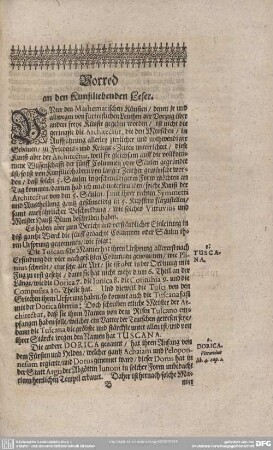Vorred an den Kunstliebenden Leser.