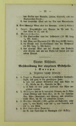 Vierter Abschnitt. Beschreibung der einzelnen Erdtheile