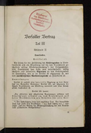 Versailler Vertrag Teil III Abschnitt II