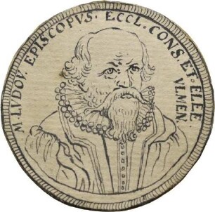 Federzeichnung nach einer runden Medaille auf Ludwig Bischof aus dem Jahr 1627