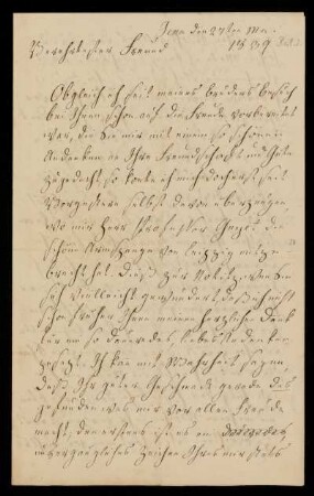 19: Brief von Julie Marezoll an Gustav Hugo, Jena, 27.5.1839