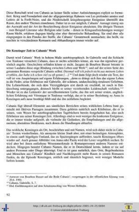 Die Kenzinger Zeit in Cabanis' Werk