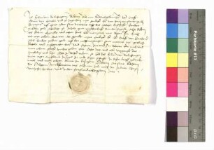 Kilian von Berlichingen gegen Kraft von Hohenlohe: Schuldbrief; aufgedr. Siegel.