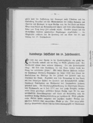 Hamburgs Schiffahrt im 19. Jahrhundert.
