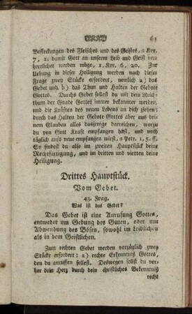 Drittes Hauptstück. Vom Gebet.