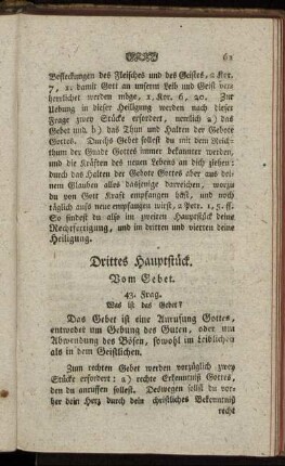 Drittes Hauptstück. Vom Gebet.