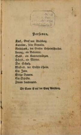 Graf Karl von Adelsberg : Ein Trauerspiel in 5 Aufzügen